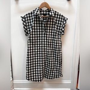 J.Crew, black and white gingham popover style shirt dress